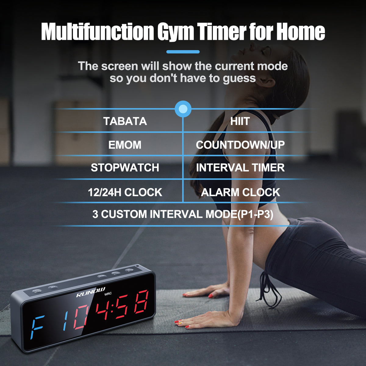 Workout Timer Clock With Remote Control Countdown Stopwatch Large Interval